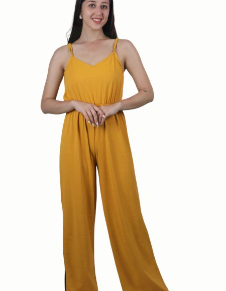 Sleeveless V-Neck Jumpsuit with Wide-Leg Cut