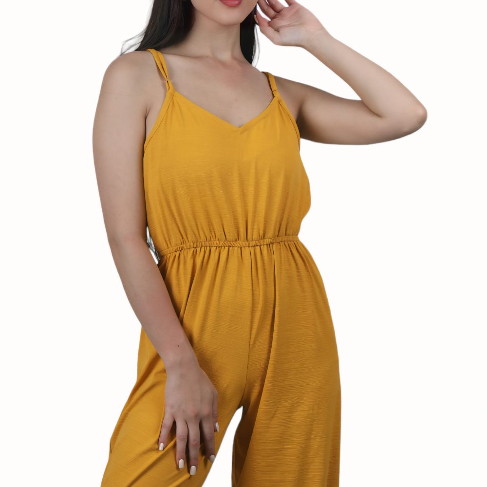 Sleeveless V-Neck Jumpsuit with Wide-Leg Cut