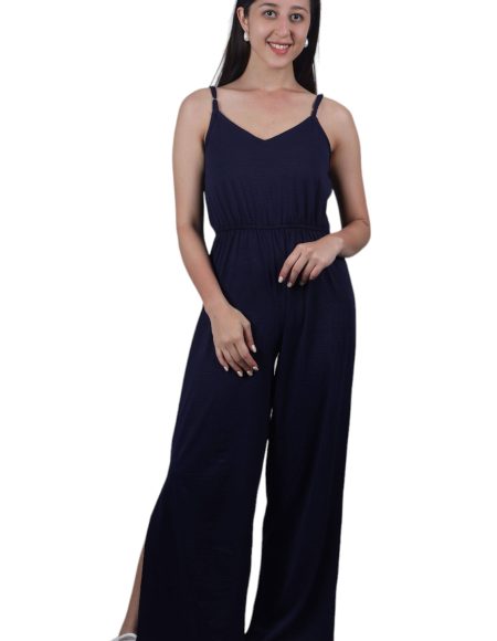 Sleeveless V-Neck Jumpsuit with Wide-Leg Cut