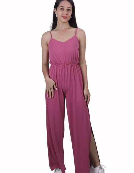 Sleeveless V-Neck Jumpsuit with Wide-Leg Cut