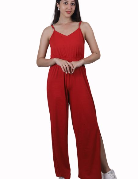 Sleeveless V-Neck Jumpsuit with Wide-Leg Cut