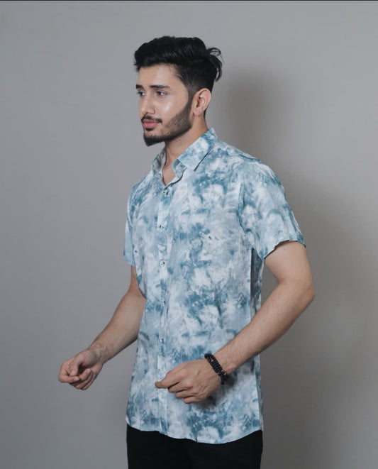 Kloschè Blue Tie & Dye Regular Fit Shirt