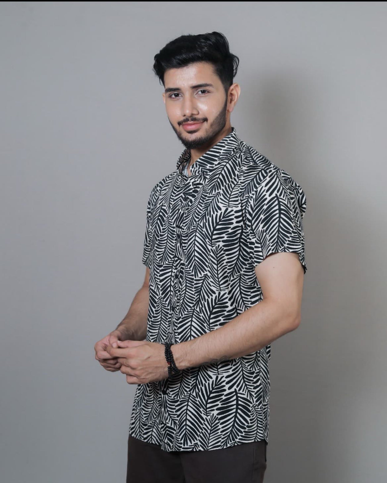 Kloschè Minimalist Beige and Black Printed Shirt