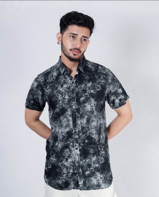 Kloschè Classic Black Tie-Dye Rayon Shirt