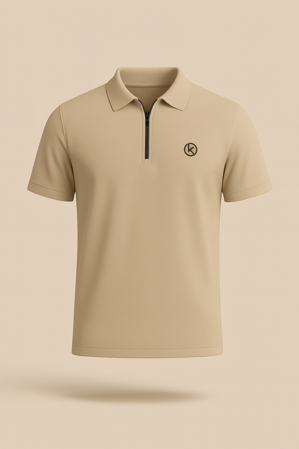 THE ZIP-UP POLO – BEIGE
