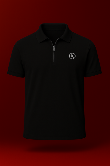 THE ZIP-UP POLO – BLACK