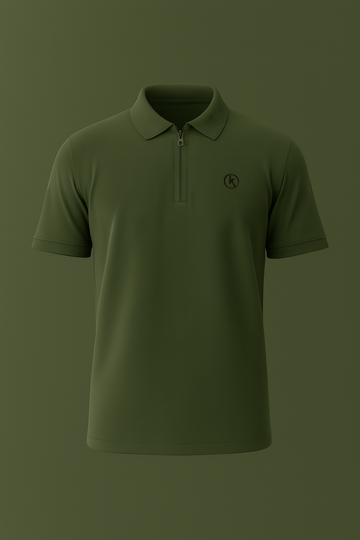 THE ZIP-UP POLO – OLIVE